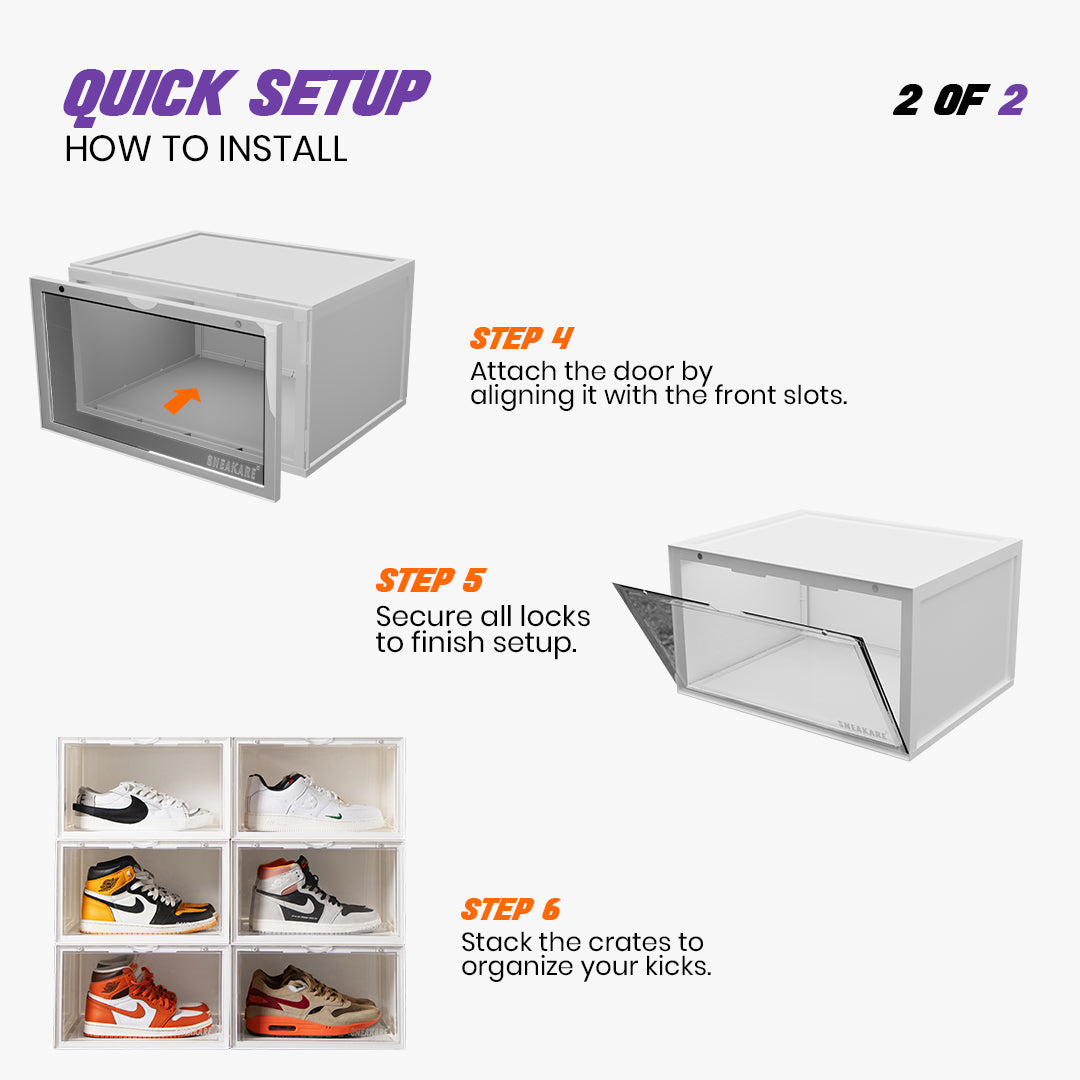 Stack'Em Sneaker Crates | White (Side Drop)