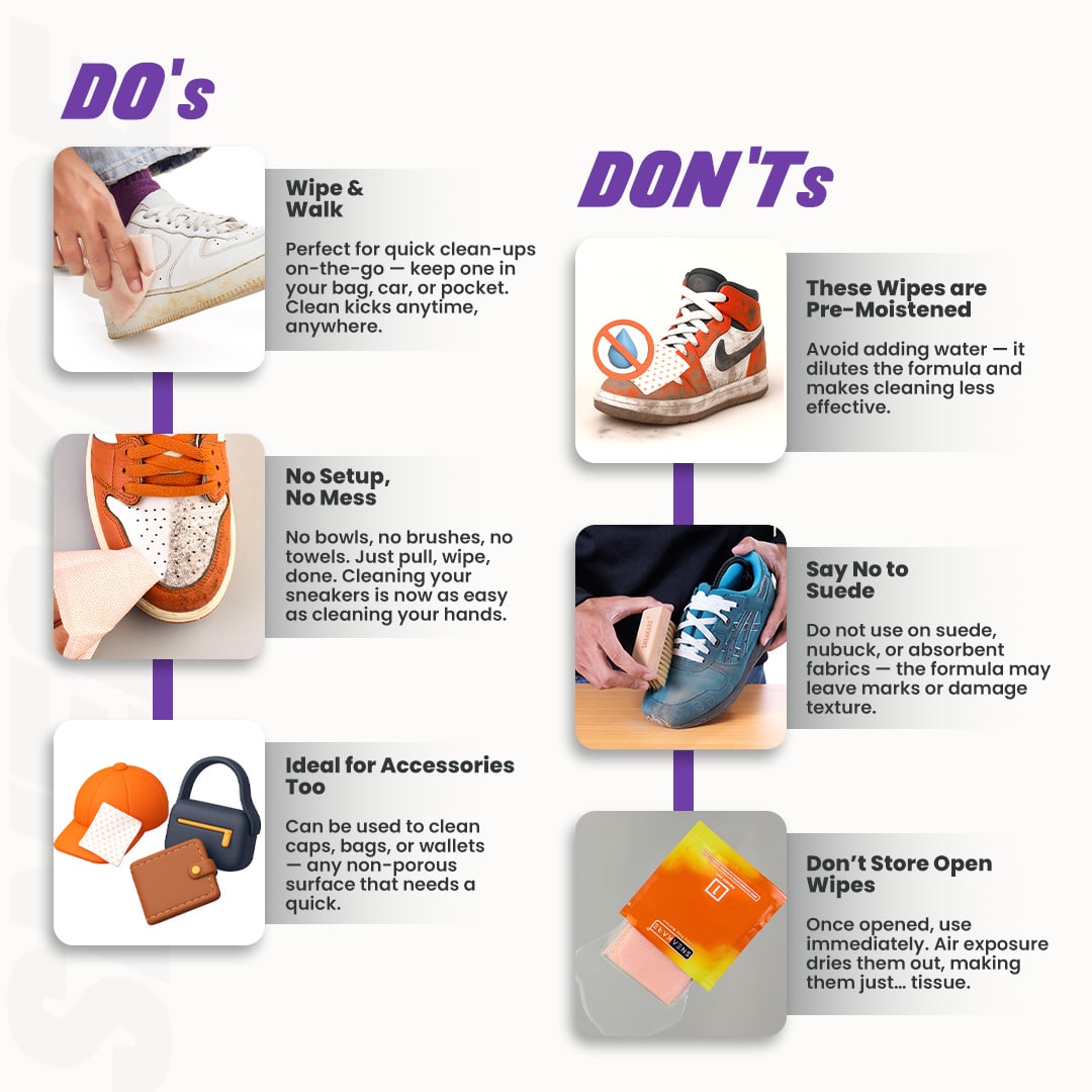 Shoe Cleaning Wipes | Sneaker Wipes (Pack of 6)