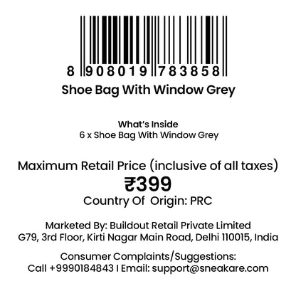 Shoe Bag with Window Grey